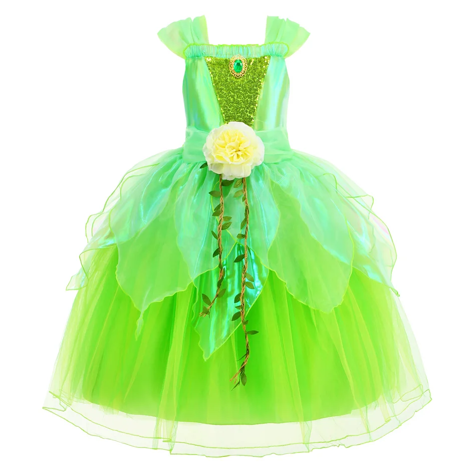 Tinker Bell fur s for Girls, Pourim Green Degradation Cosplay Costume, Children's Day, Stage Performance Outfits, Birthday Surprise Gift, peuv