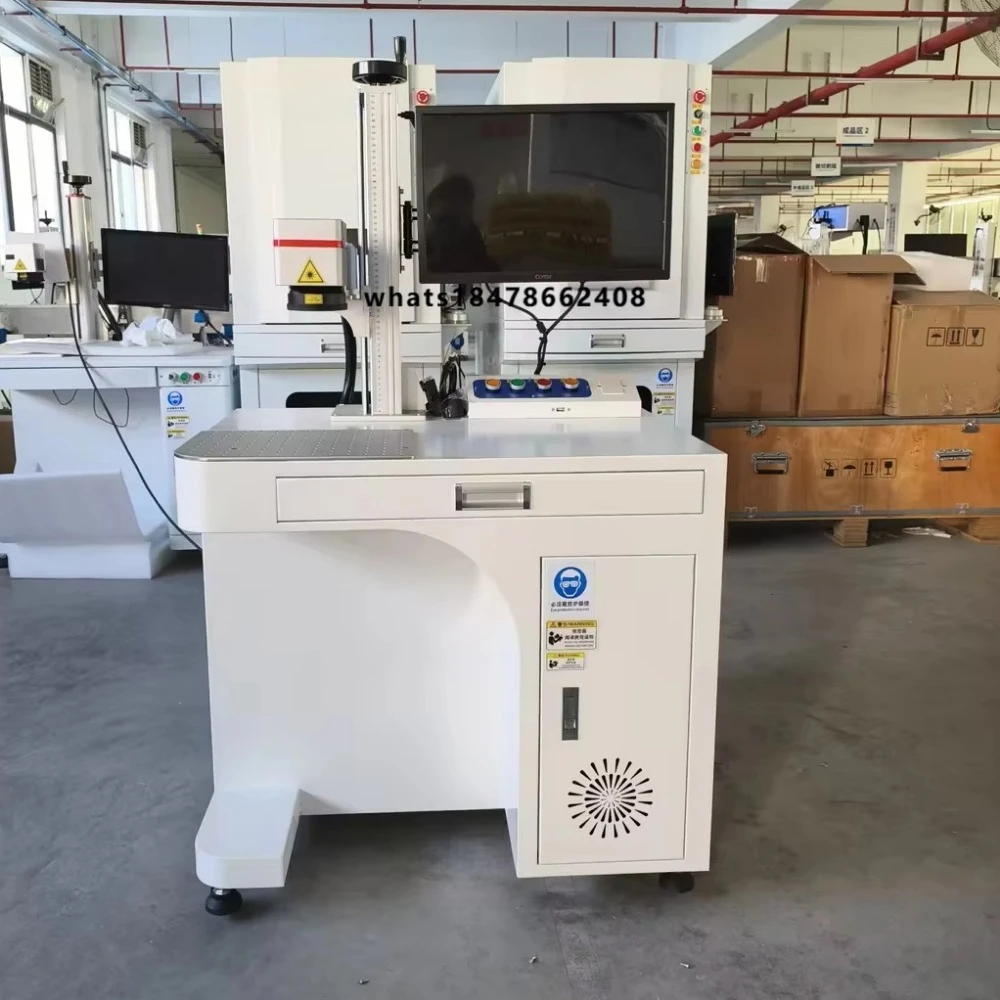 100W Optical Fiber Marking Machine Air Cooling  Carbon Stainless Steel Aluminium Plastic Acrylic Metal