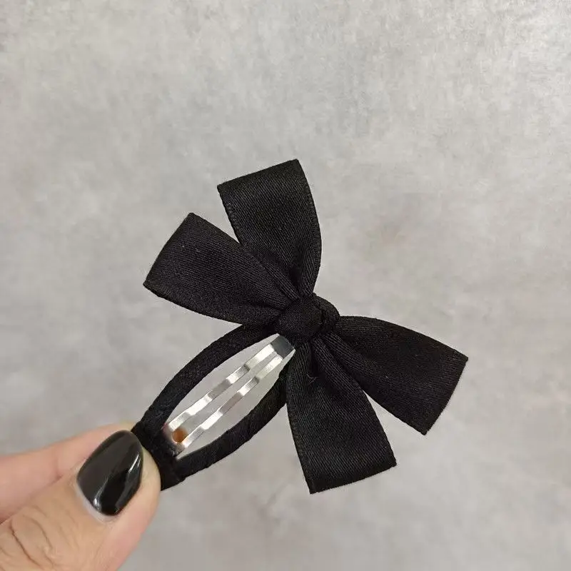 Cotton Ribbon Hairpin 2026 New Children's Sweet and Cute Hairclips Girl's Simple Bow Solid Color Side Bangs Hair Clips