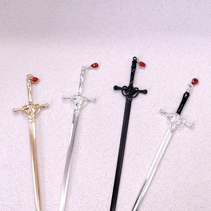 النمط الصيني الكنز السيف قطرة الماء دبوس الشعر الراقية الشعور الجديد النمط الصيني دبوس الشعر نمط Hanfu ملفوف دبوس الشعر