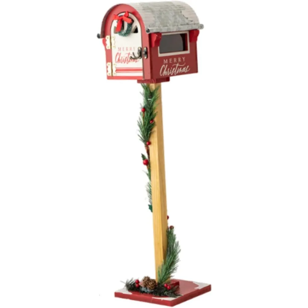

Red Metal Christmas Mailbox for Outdoor and Indoor Use, Suitable for Restaurants and Hotels, Perfect for Festivals and Front Doo