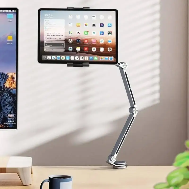 Folding Bracket Tablet Holder Aluminum Alloy Stand Phone Clip Holder Rotatable Cantilever Home Live Desktop Holder for Ipad Pro
