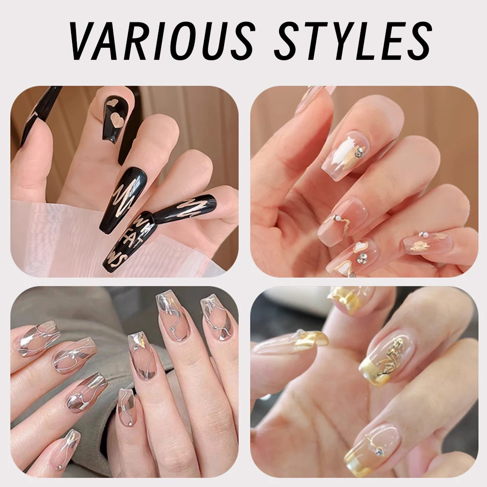 1 قطعة مسمار معدني الفن الكتابة على الجدران اللوحة القلم الذهب/الفضة/أبيض/أسود 4 اللون فرشاة الأظافر لرسم خط مسمار تصميم مانيكير أداة #5