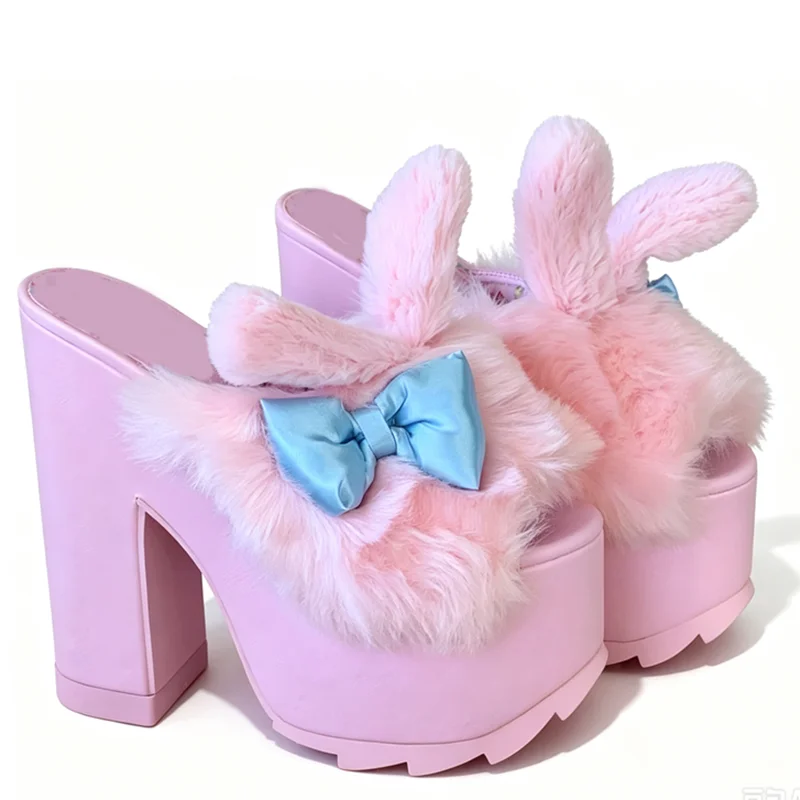Fur Butterfly Mehrfarbige Plateau-Slipper, sexy, spitz zulaufend, zum Hineinschlüpfen, personalisierbar, Neuheiten, modische Damenschuhe, modern