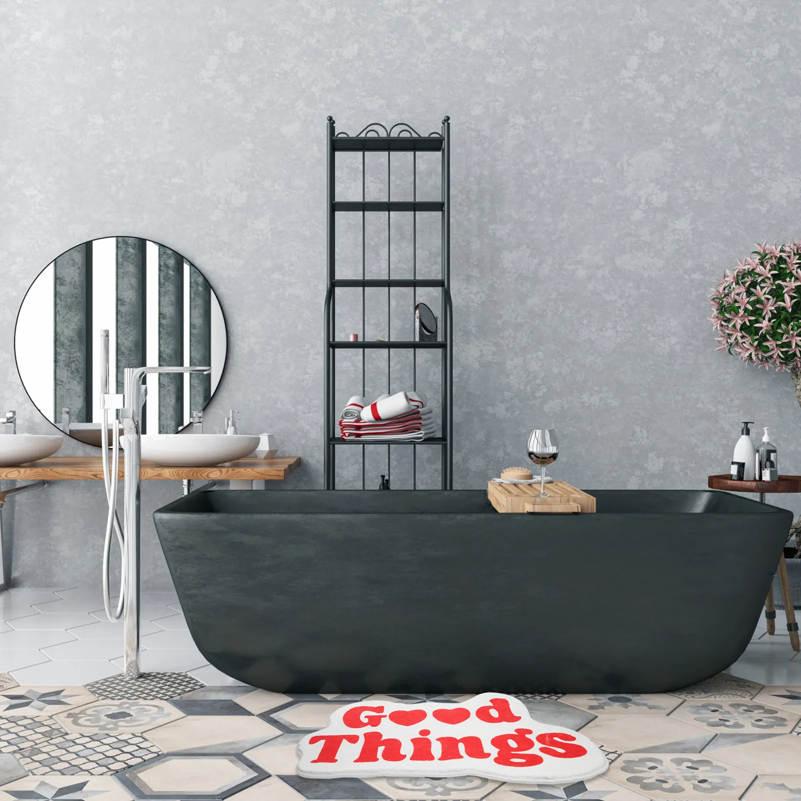 

Bathroom Anti-Skid Door Mat Cartoon Style Nonslip Absorbent Floor Rug for Bathroom Bedroom Decorative Carpet Safe Home Floor Mat