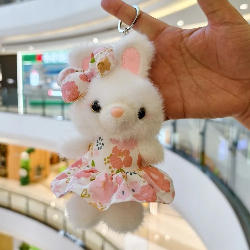 

Fashion 12CM Plush Rabbit Keychain Cartoon Decorative Stuffed Animal Keyring Soft Rabbit Doll Pendant Gifts