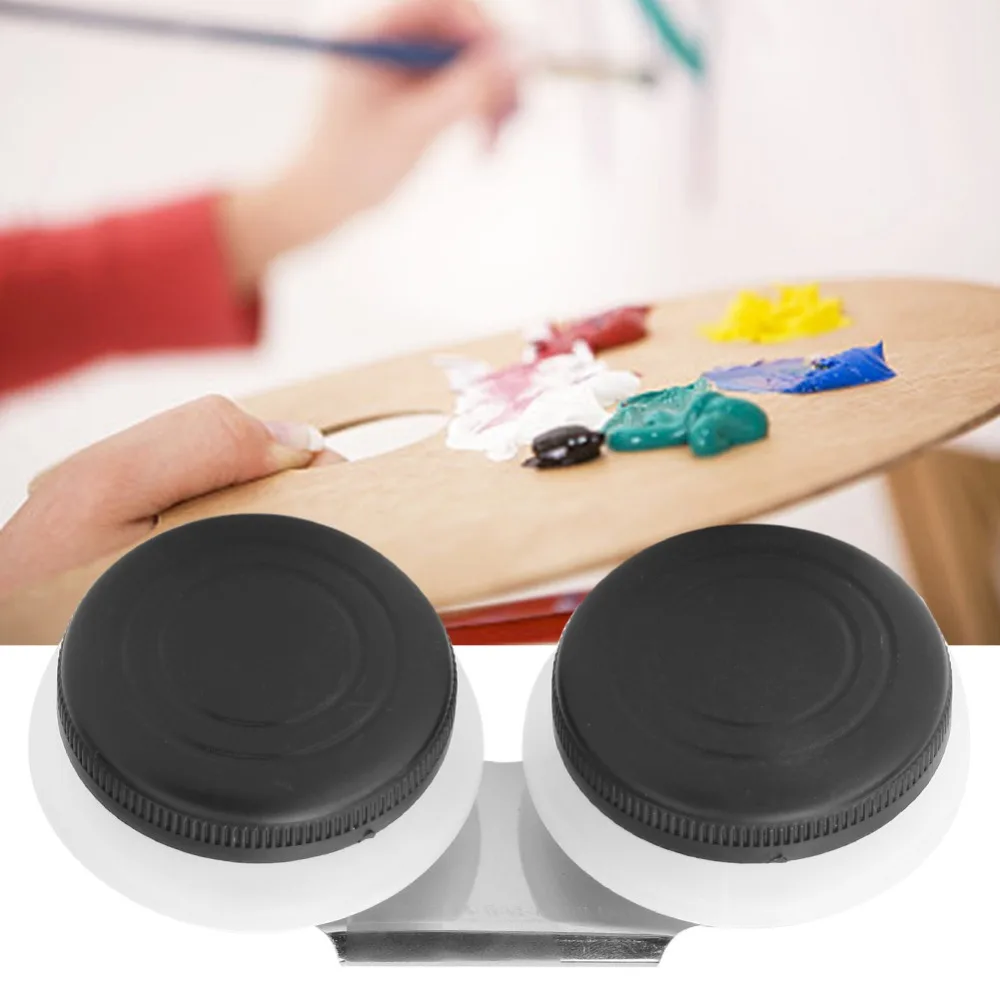2pcs Large Mouth Stainless Steel Paint Cups Leak-Resistant Lids Screw Cap Design Double Dipper Palette Cups