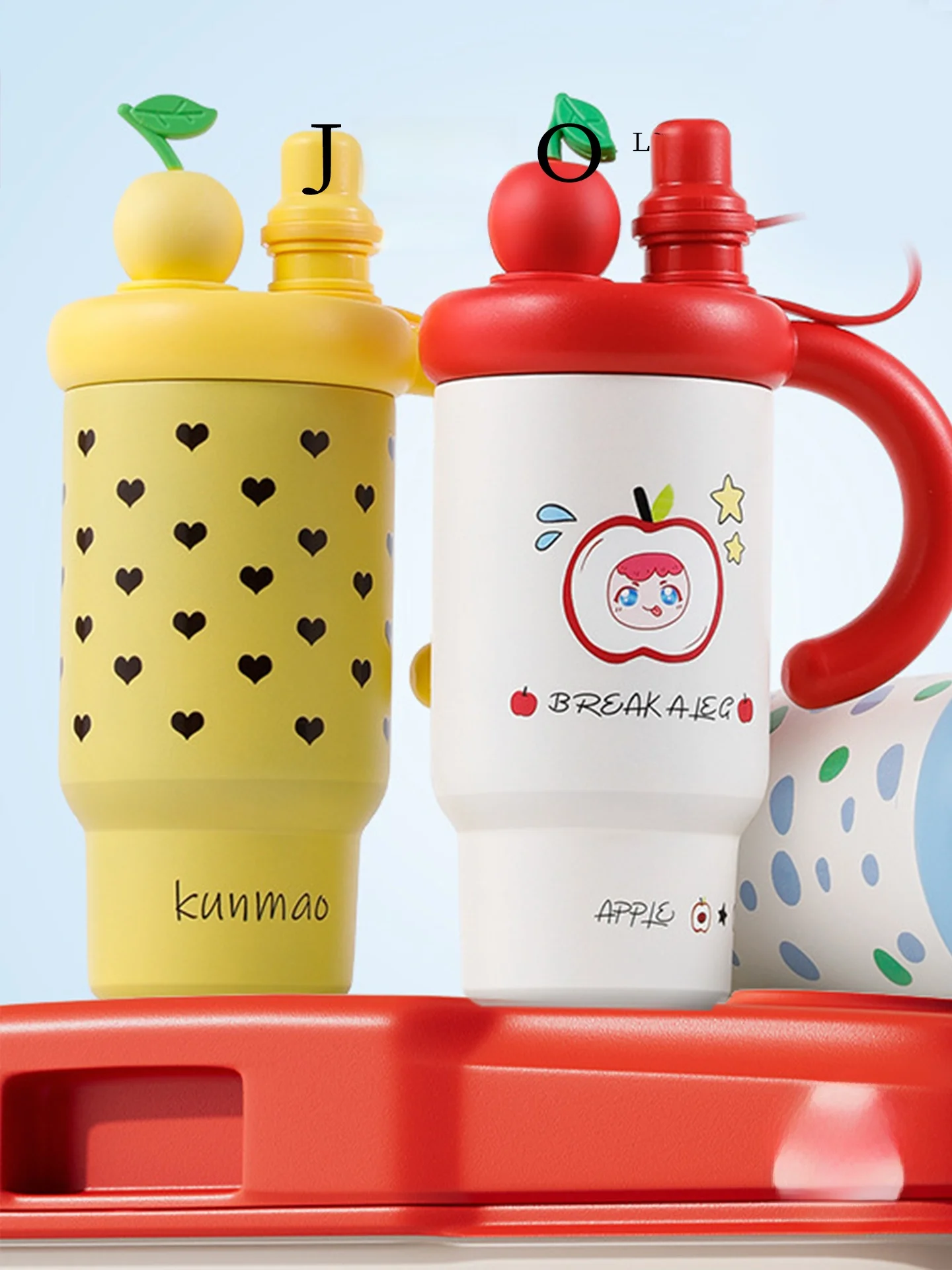 

Large Capaci St Cup Insulated Jumbo Cute High Aesthetic Value JOJOS L PDlocust Heat Preservation round Cylinder ape