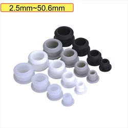 Tapas de goma de silicona de 2,5mm ~ 50,6mm, tapones para agujeros tipo T negros/blancos/transparentes/grises, junta a presión, tapón de sellado final ciego