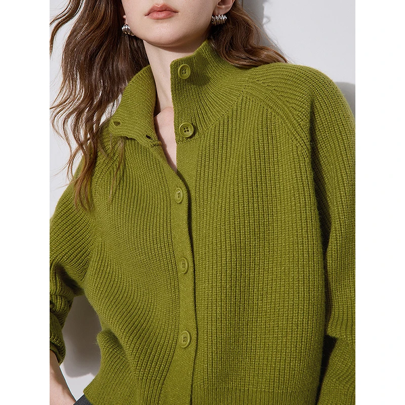 TOYOUTH Women Knitted Sweater 2024 Autumn and Winter New Turtleneck Single Breasted Button Long Sleeve Thicking Warm Pullover