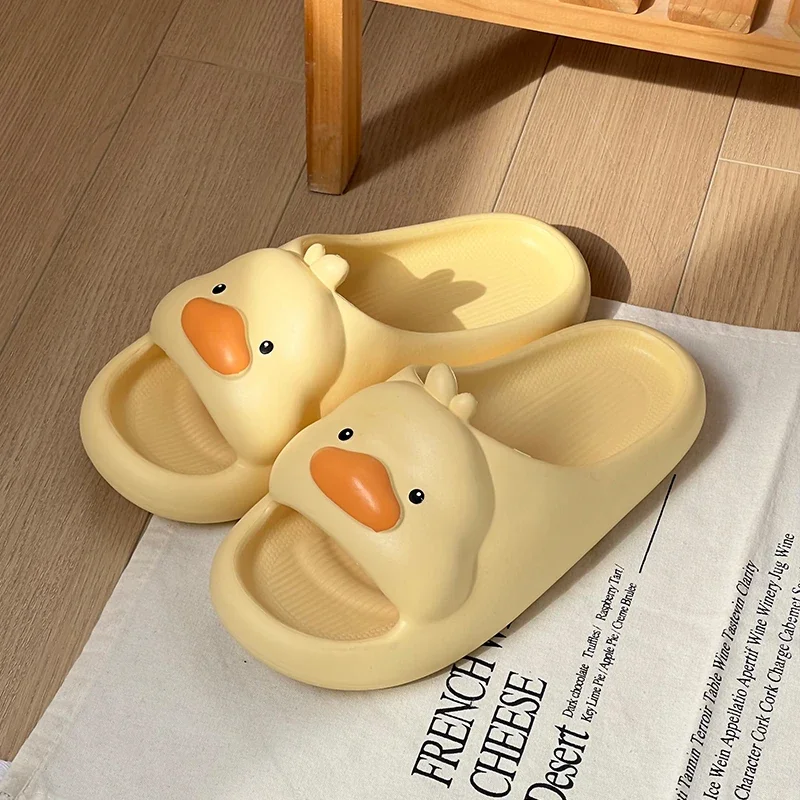 New Summer Women Slippers Men Cute 3D Cartoon Duck Fashion Outdoor Family Slides Sandals Couple Beach Soft Comfort Indoor Shoes