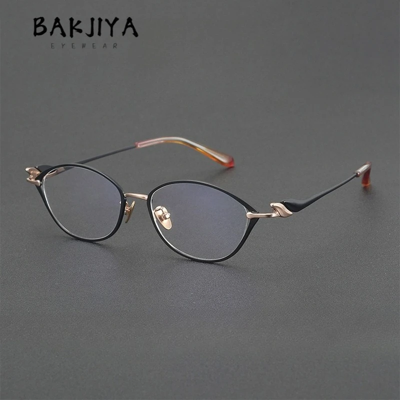 

Fashion Sexy Women's Cat's Eye Ultra-light Pure Titanium Eyeglasses Frames Brand Designer Trend Oval Prescription Glasses Frames