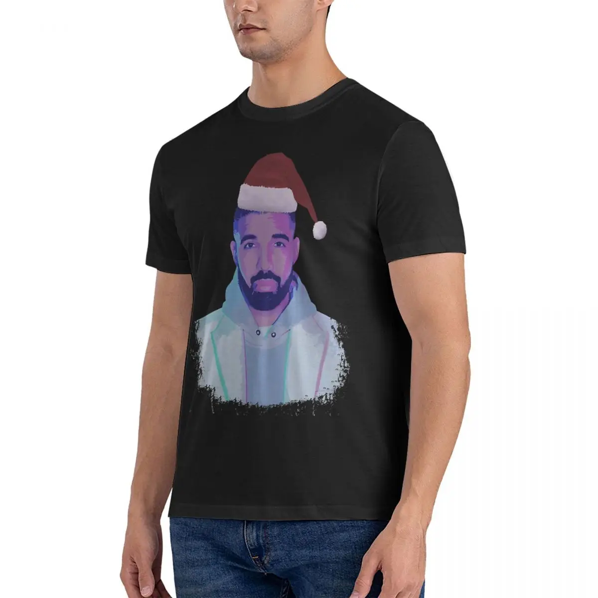 ChristmSanta Hat Xmas Holidays T Shirts Drizzy Drake Vintage Tee Shirt Short Sleeve Round Collar T-Shirt Pure Cotton Party Tops