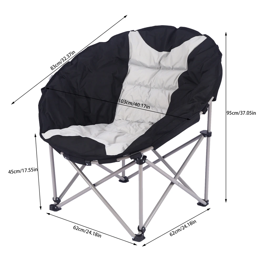 Wholesale Luxury Heavy Duty Camping Round Chair Thickened Cushion Metal Frame Camping Moon Chair