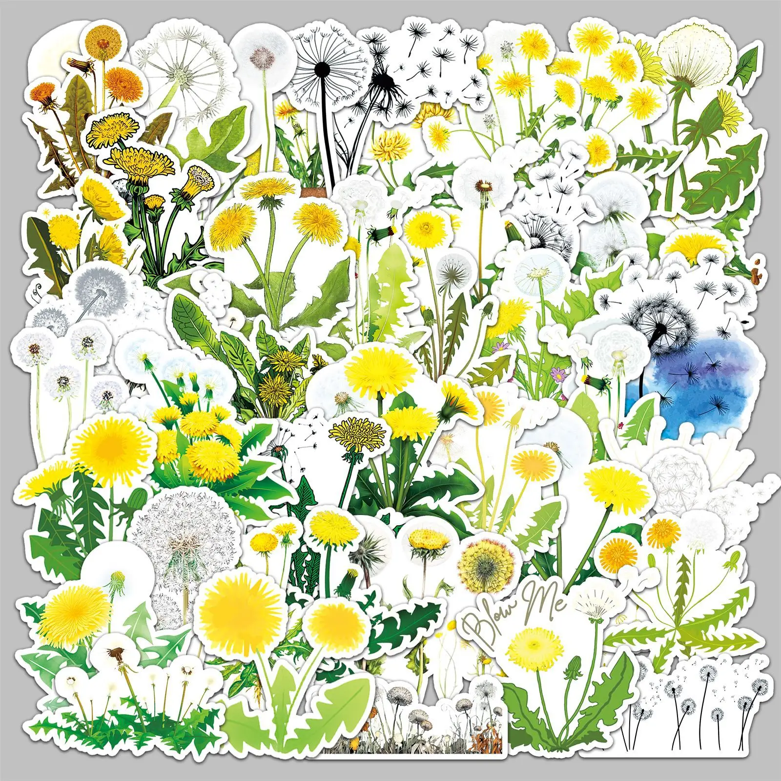 

50Pcs Cartoon Style Cute Style Dandelion Series Graffiti Stickers Suitable For Helmet Desktop Wall Decoration DIY Stickers