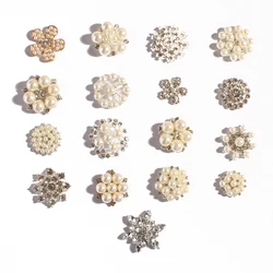 2pcs Super Bling Metal Rhinestone Buttons Ornaments Clear Alloy Mixed Colors Crystal Flatback Buttons for Girls Hair Accessories