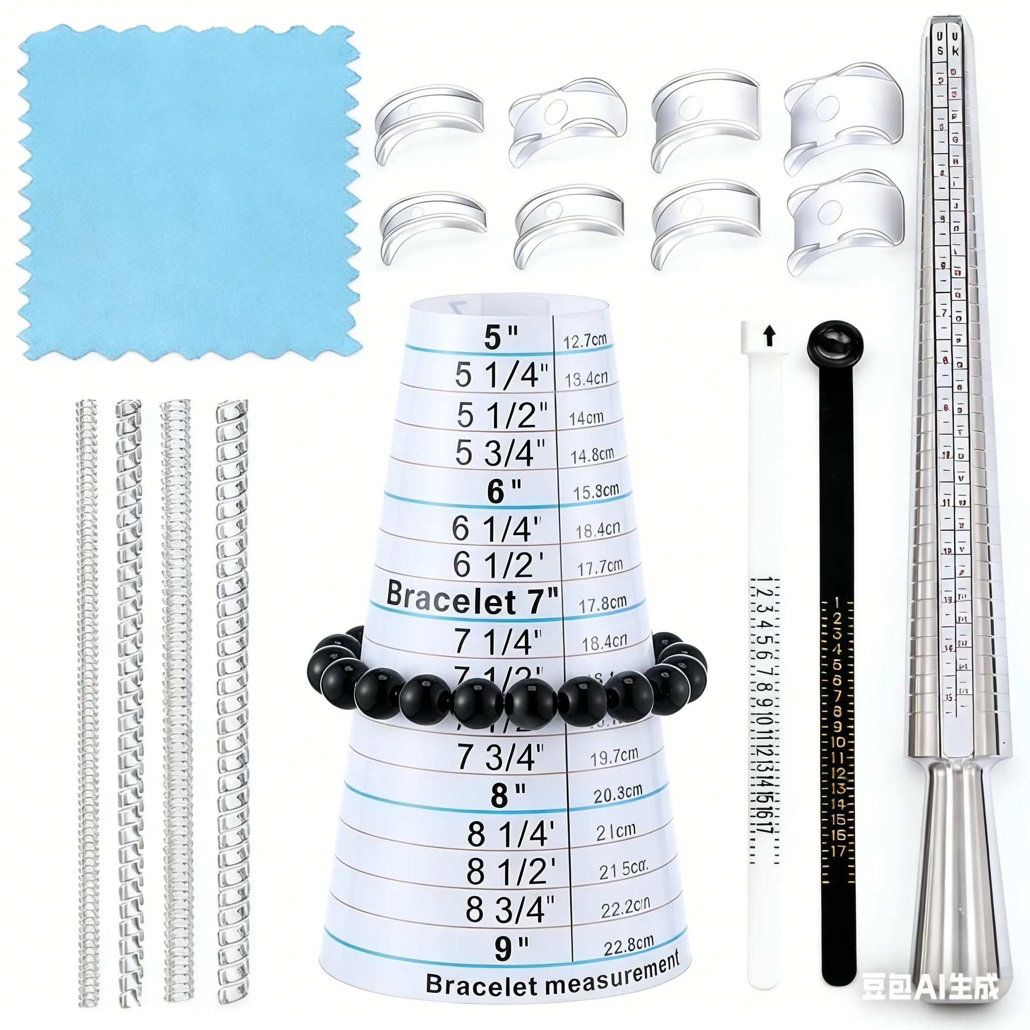 NIUPIKA Professional Metal Ring Sizer Measuring Tool Set Gauge Mandrel Stick Finger Tool Jewelry Making Equipments Accessories ﻿