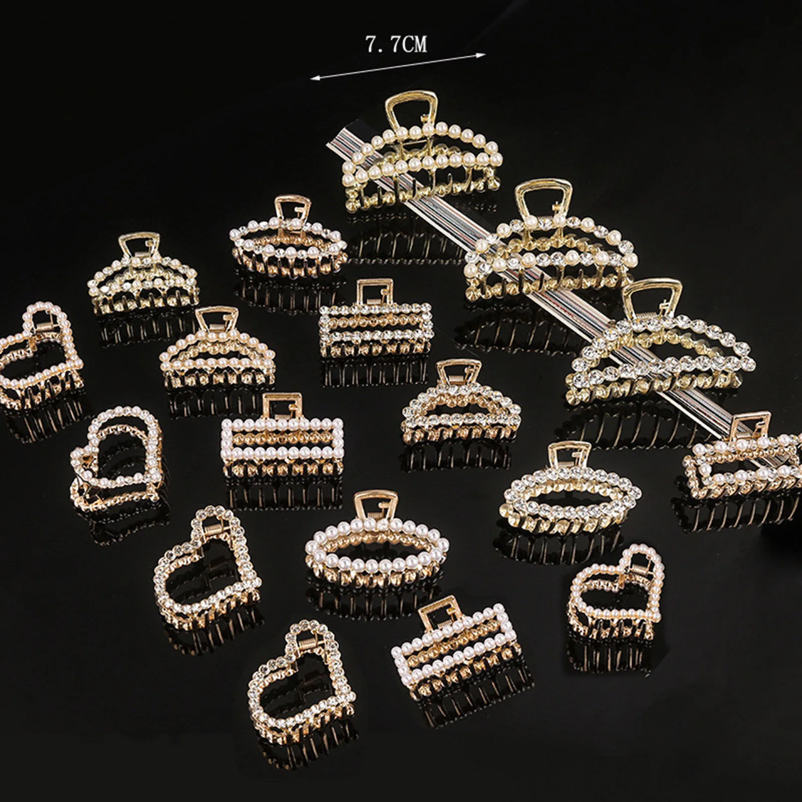 Pearls Solid Beads Hair Claws Women Girls Elegant Metal Barrettes Headwear Hairpins Horsetail Hair Clips Hair Crab Accessories