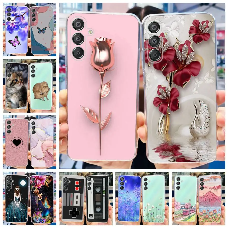 For Samsung Galaxy F15 Case 2024 New Fashion Flower Transparent Funda Soft Silicone Cover For Samsung F15 M15 5G SM-M156B Bumper