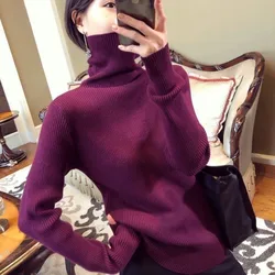 Turtleneck Slim Solid Color Knitting Bottoming Shirt Women Autumn Winter Simplicity Long Sleeve Sweater Casual Knitwear Tops