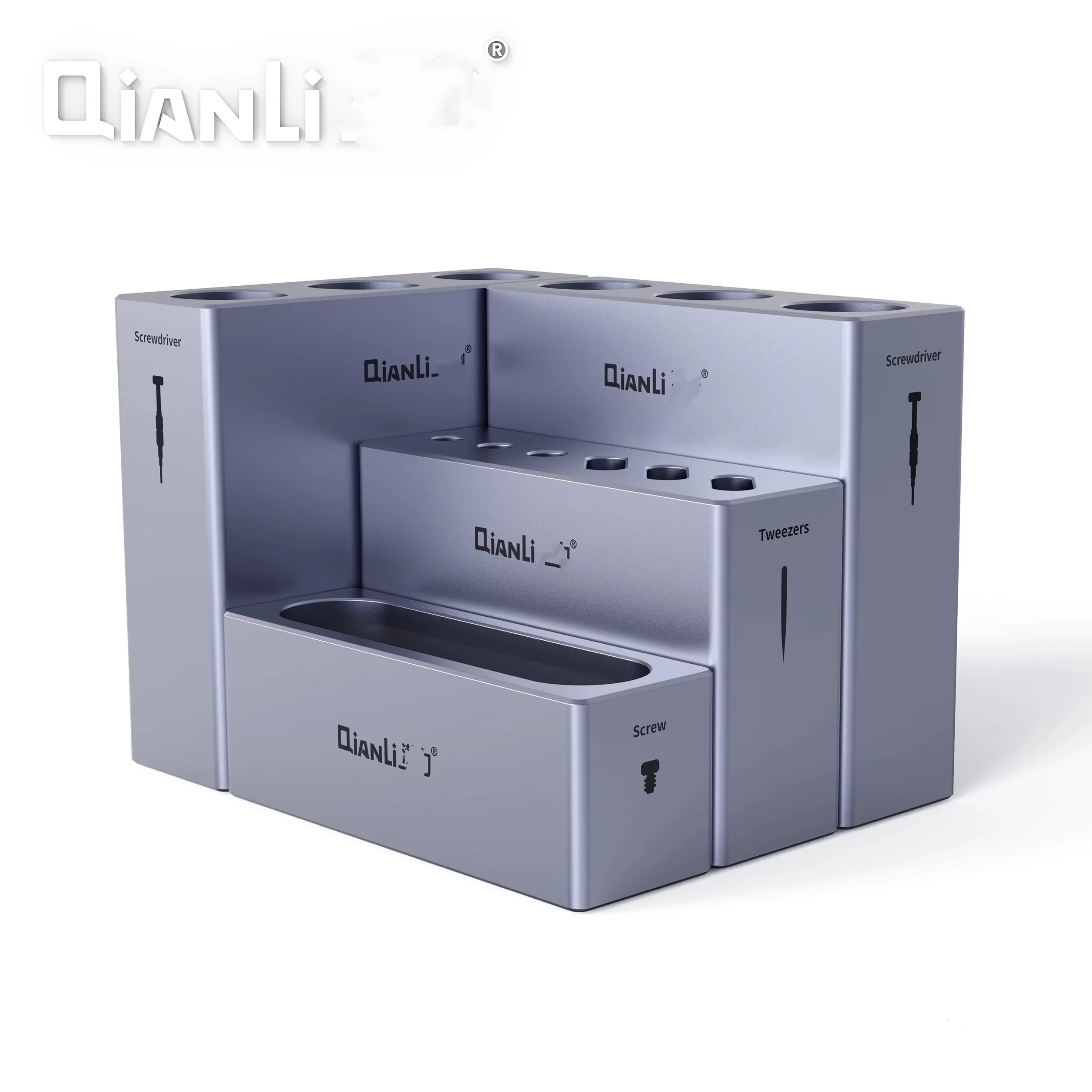 Qianli ICube High Quality Storage Box Aluminum Alloy Phone Repair Tool Organizer for Tweezers Screwdriver Screw Parts