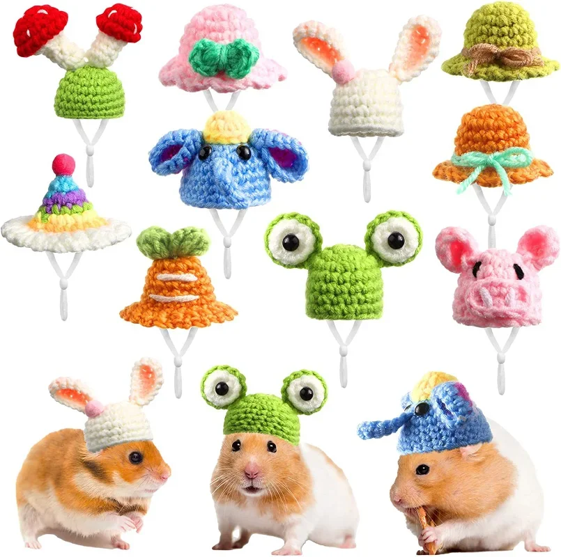 Mini Hamster Hat for Small Animals, Lovely Hand Knitted Hats for Lizard, Guinea Pig, Reptile, Christmas Party Clothes, Costume P