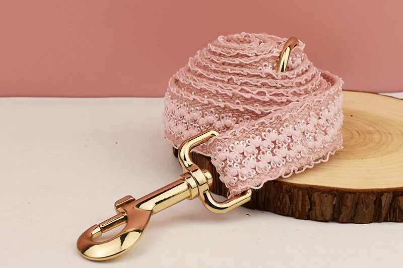 Pink Lace Dog Collar Personalizd Custom Engraved Nameplate Pet Wedding Collar Harness For Dogs Dog Accessories Luxury Lace03