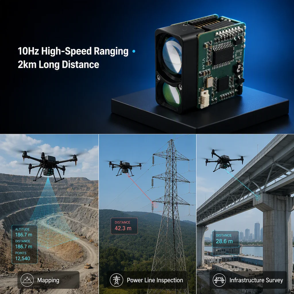PTGS-20X-JM Building Target 905nm Laser Distance Module UART 10hz 2000m Rangefinder Sensor Supplier