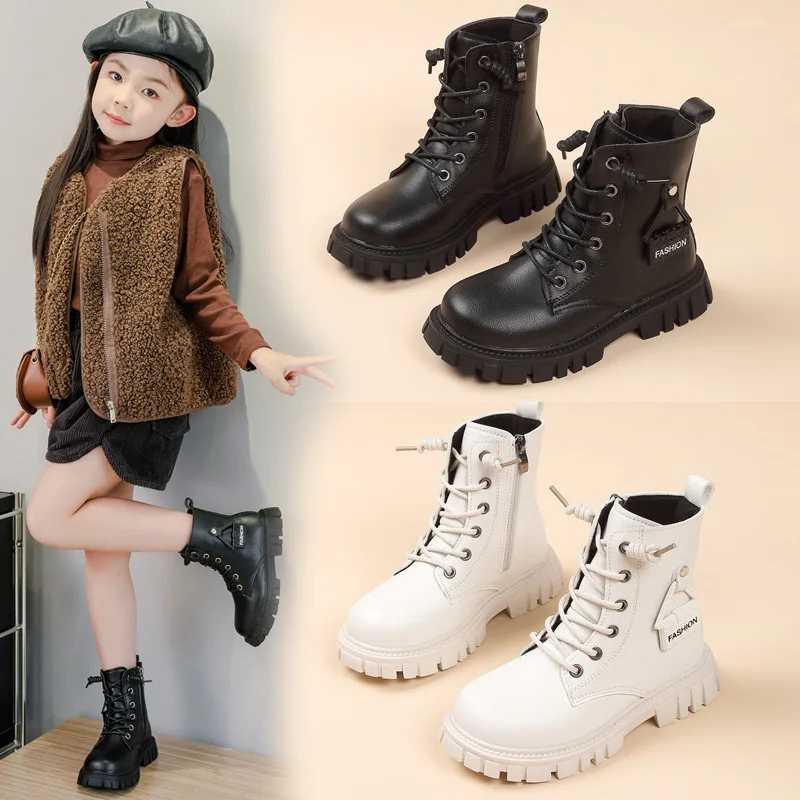 Princess Fashion Child Girl Winter Middle Tube Rubber Boots for Children Shoes Autumn Boots for Girls Leather Shoes 3-12 Years