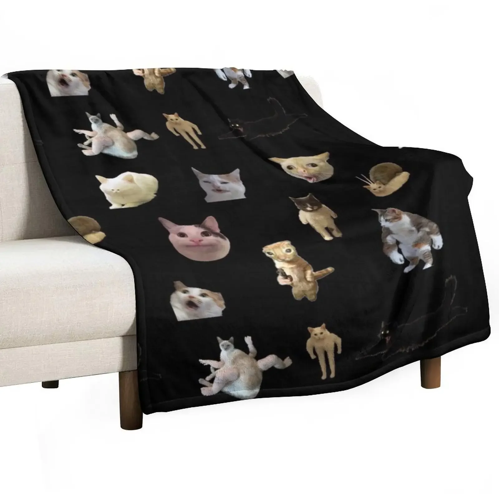 

Cursed Meme Cats Throw Blanket Personalized Gift Comforter Blankets