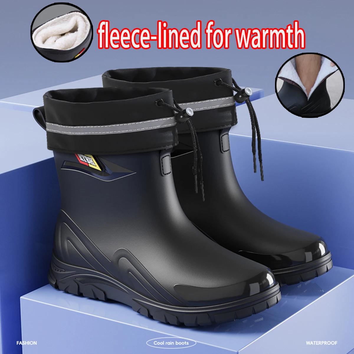 Wasserdichte Herrenschuhe mit Kälte- und Wärmeschutz für Herbst und Winter, mit dickem Samtfutter für Wasserdichtigkeit und Anti-S – Detail 1