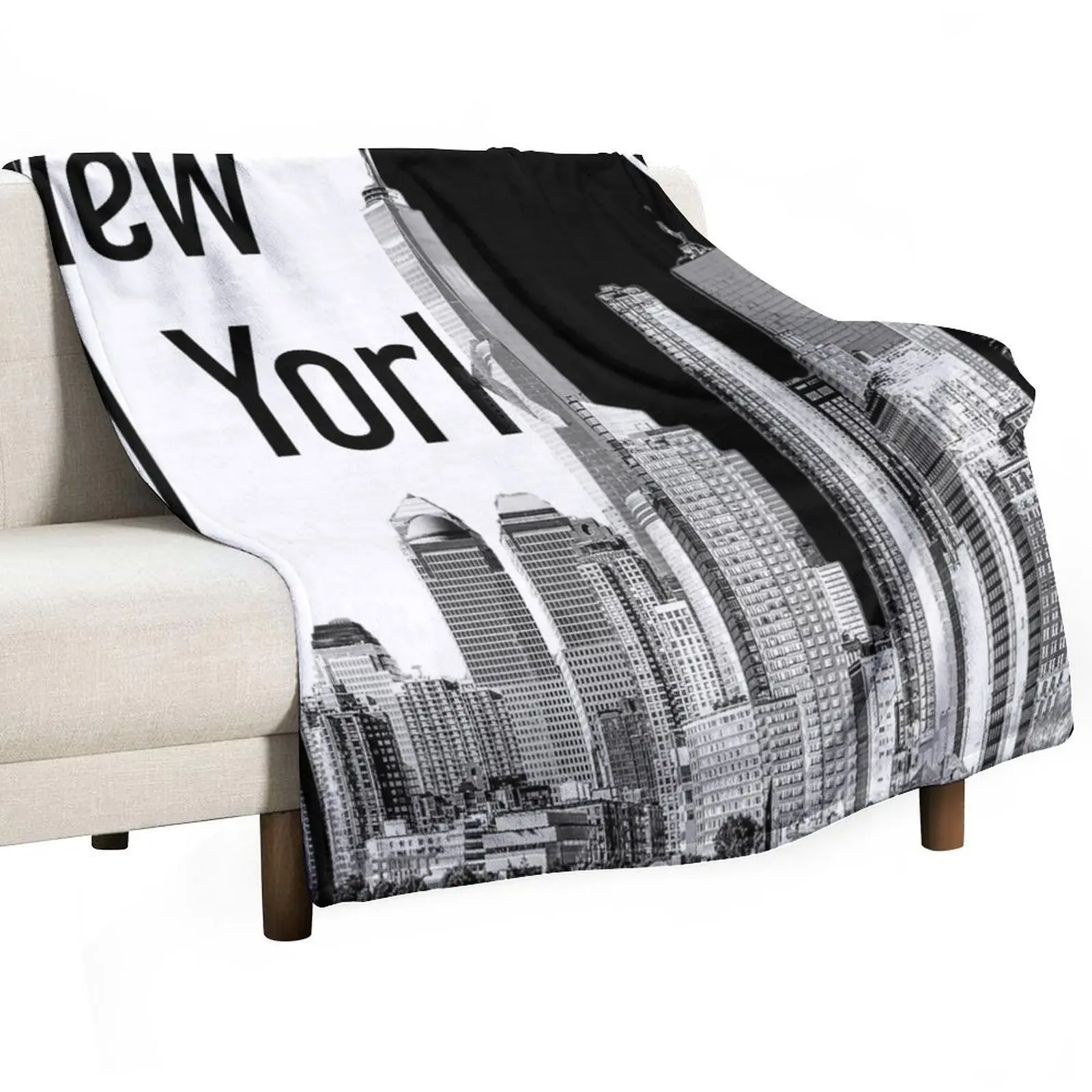 

New York - Black and white design Throw Blanket Shaggy Quilt heavy to sleep Soft Plaid Blankets