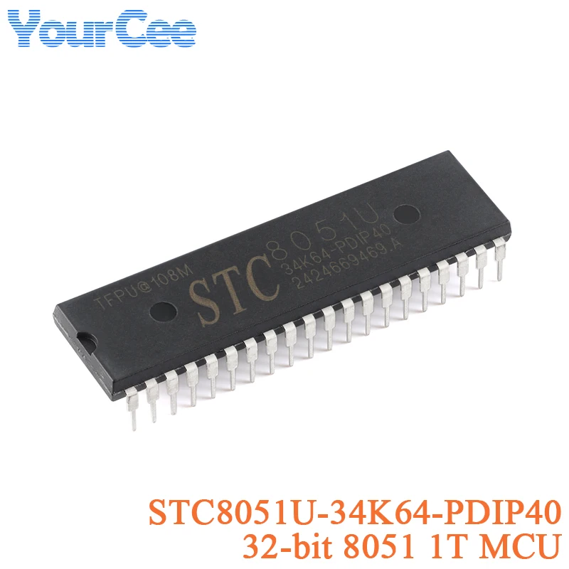 STC8051U-34K64-PDIP40 STC8051U PDIP40 8051U 8051U34K64 High Speed 32-bit 8051 Core 1T Microprocessor Microcontroller Chip