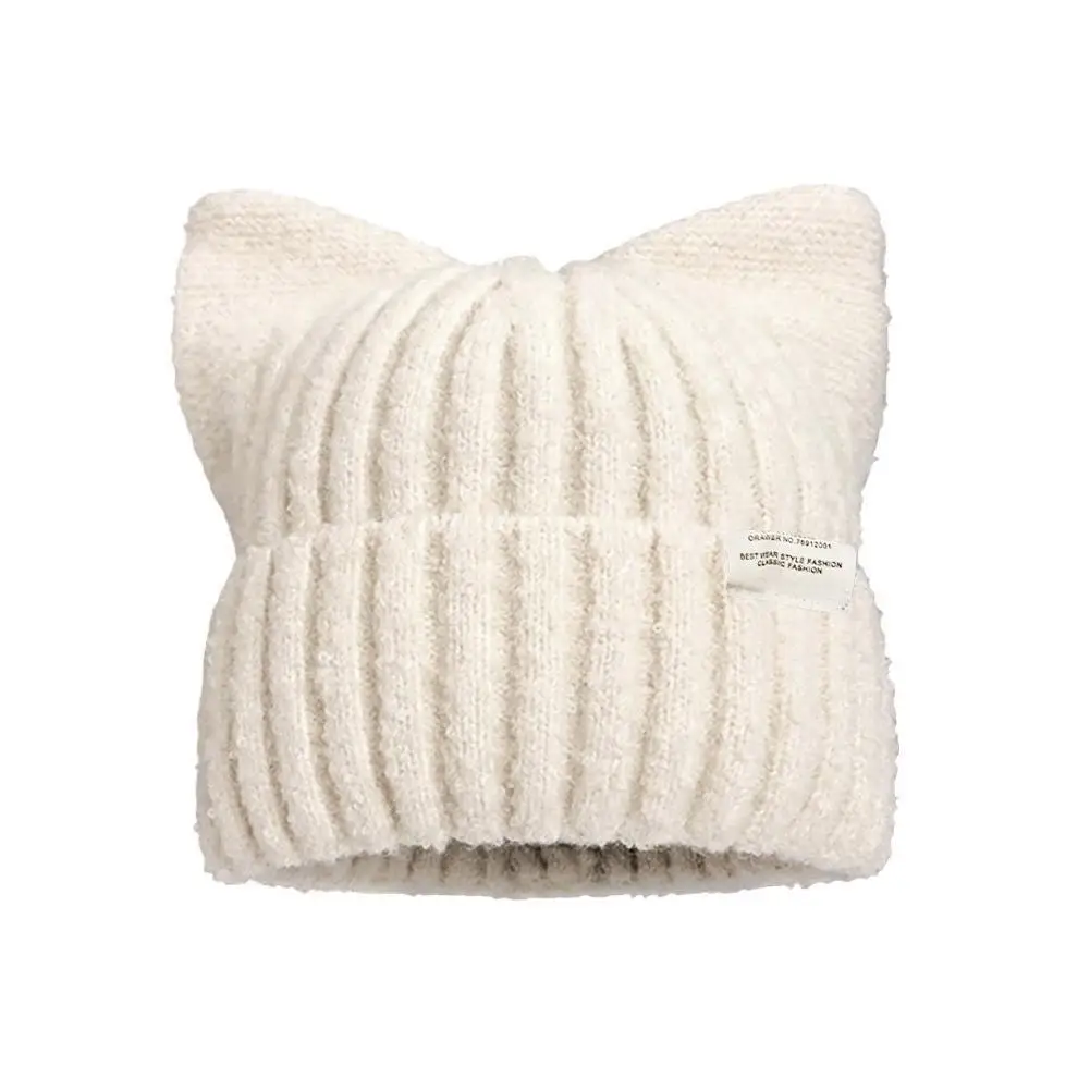NEW Cute Cat Ears Beanies For Women Autumn And Winter Warm Ear Protection Sweet Versatile Pullover Knitted Hats