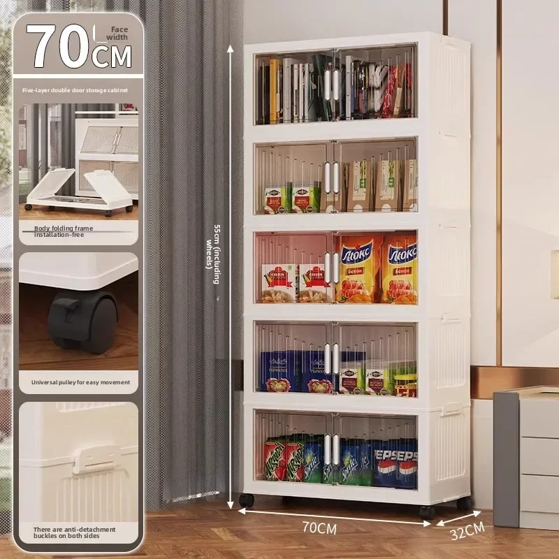 New model Installation-free storage cabinet Multi-layer storage cabinet Folding wardrobe Plastic snack cabinet Locker premium