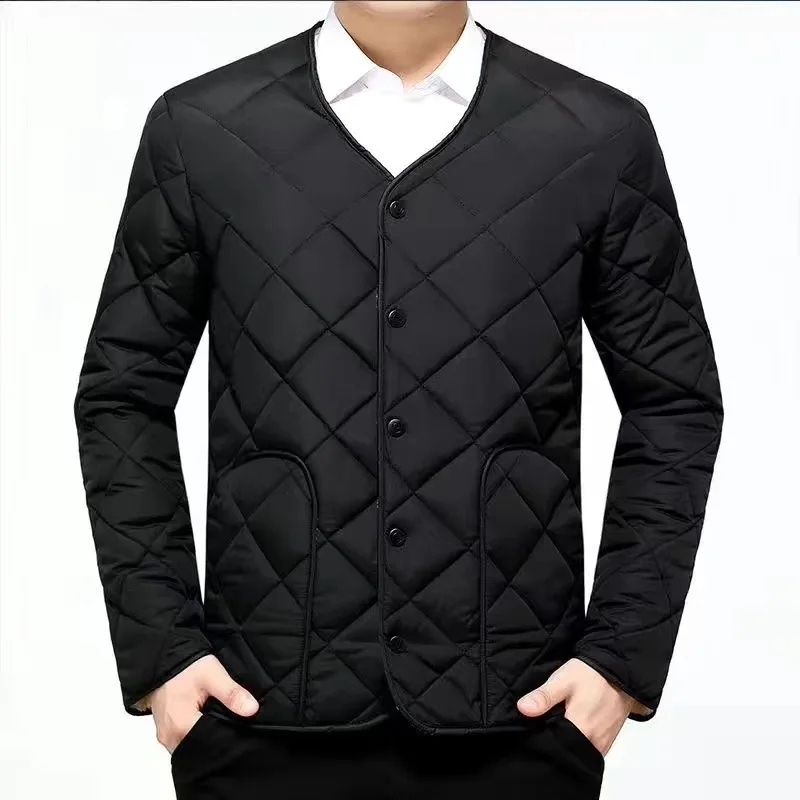 Autumn and Winter Men's Cotton Coat Inner Liner Plus Velvet Thickened Cold Warm Snap Button Cotton Coat WJ552