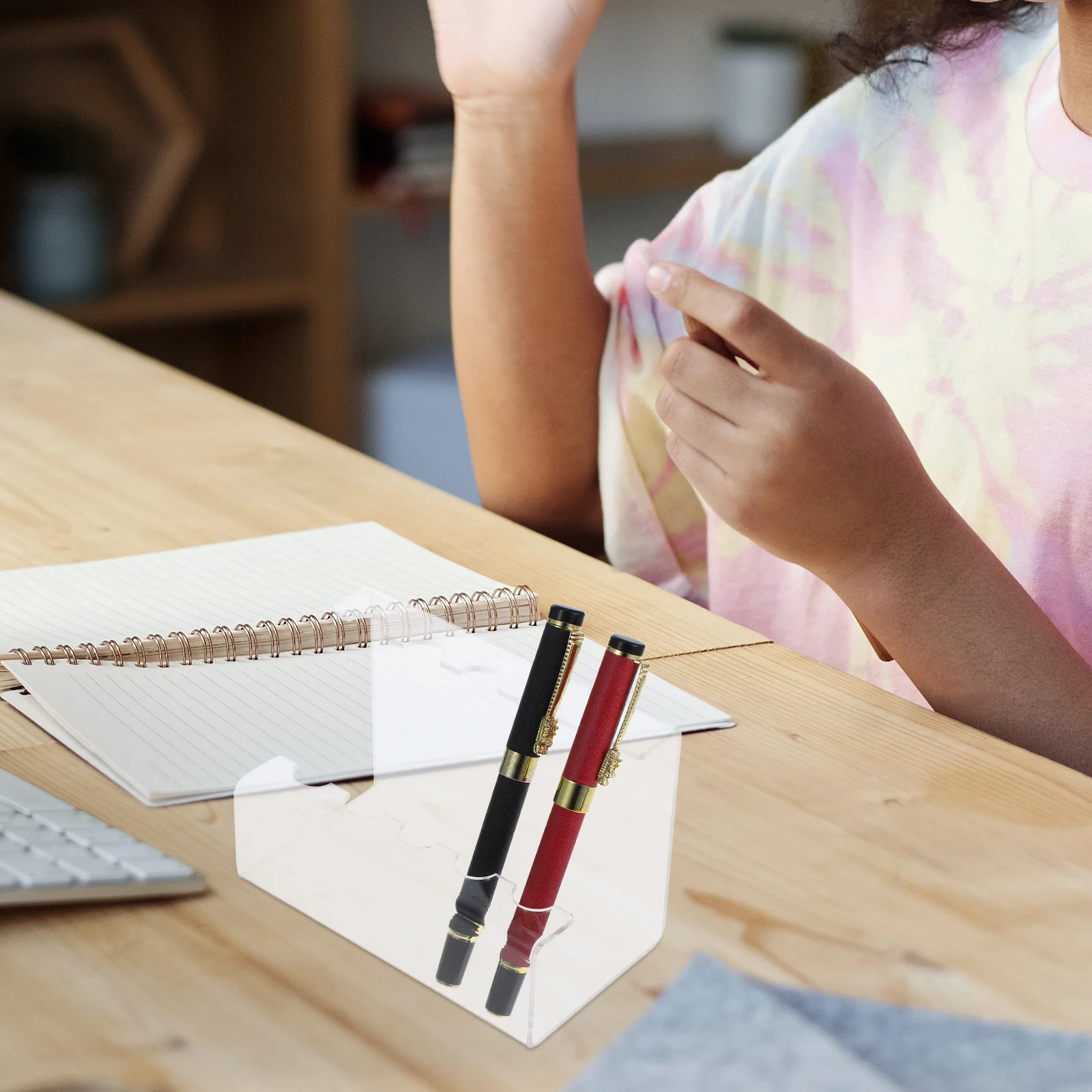 

Clear Acrylic Pen Display Stand 5-Slot Marker Fountain Pen Pencil Holder Makeup Brush Storage Rack Marker Holder Organizer