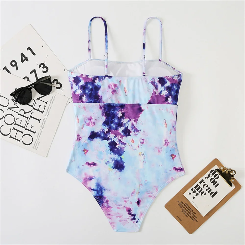 Vintage Print Sling Swimsuit Luxury Bikini Vacation Swimwear Hollow Out Tie Dye Monokini Strój kąpielowy dla kobiet Strój plażowy Biquini