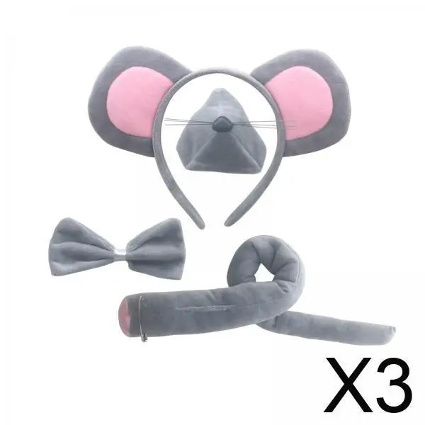 

Kids Costume Animal Ears Long Tail Bowtie Headband Set for Halloween Quality Cosplay Party Wear