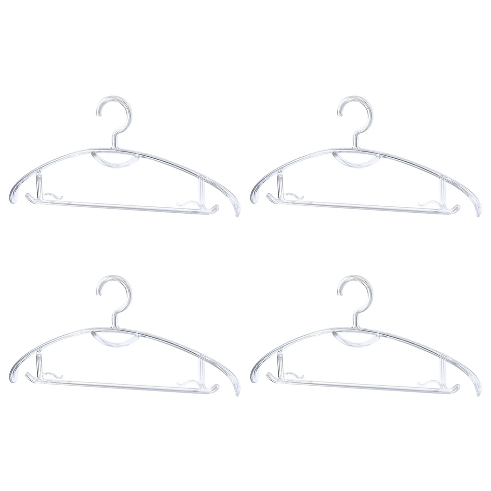 

4 Pcs Heavy Duty Plastic Clothes Hangers Multi Function Transparent Sturdy Compact Simple Style Elegant Fashion Versatile