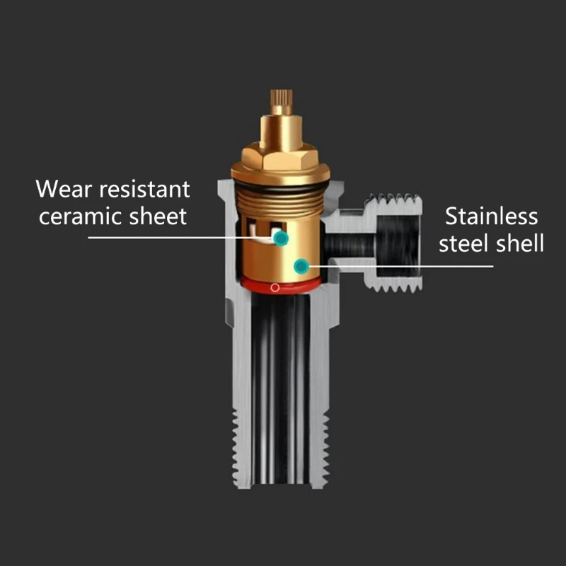 Угловые запорные клапаны из нержавеющей стали 304 с переключателем 1/2 дюйма, стопор для холодной и горячей воды для ванной комнаты, раковины, медного сердечника