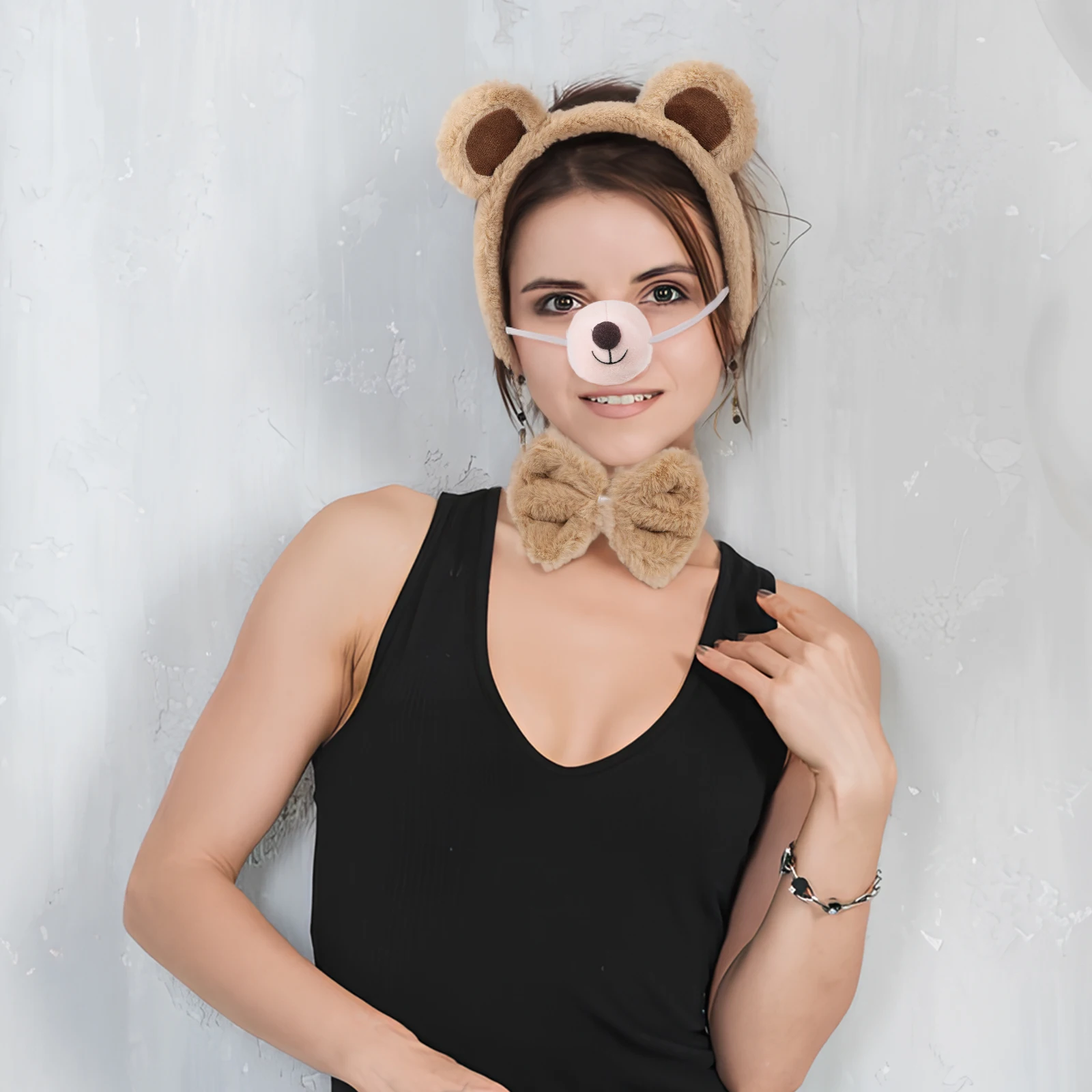

Bear Ears Headband Set Soft Animal Costume Accessory Perfect for Parties Halloween Themed Events Photo Props