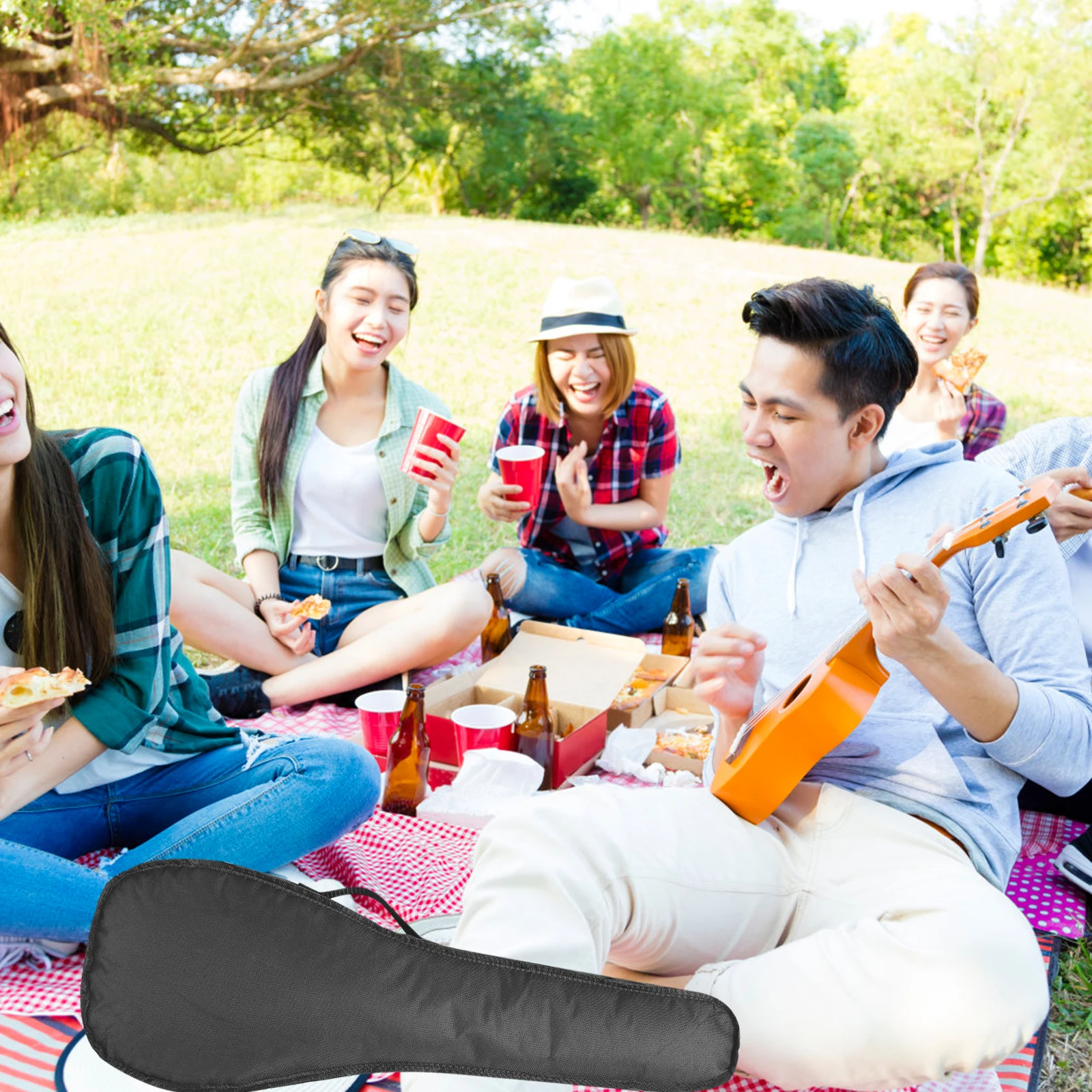 

2Pcs Ukulele Waterproof Carrying Case Oxford Cloth Storage Bag Adjustable Handle Simple Design for Instruments