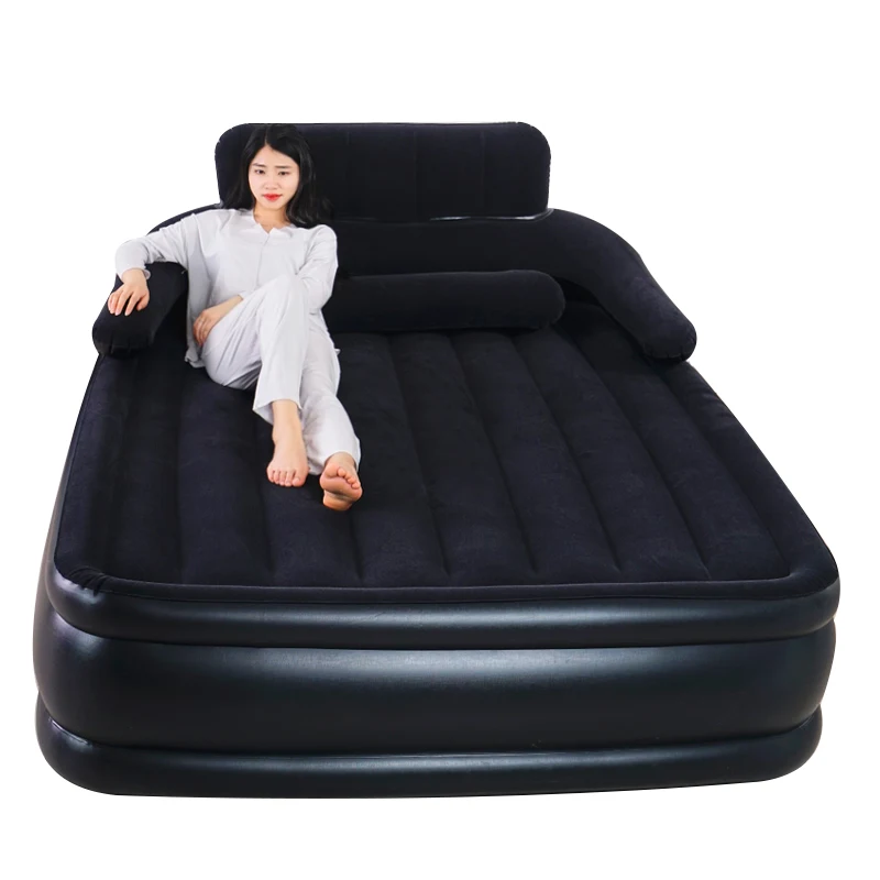 

2.03m x 1.52m x 43cm Backrest Inflatable Air Bed Mattress With Built In Pump Custom Double Inflatable Mattress