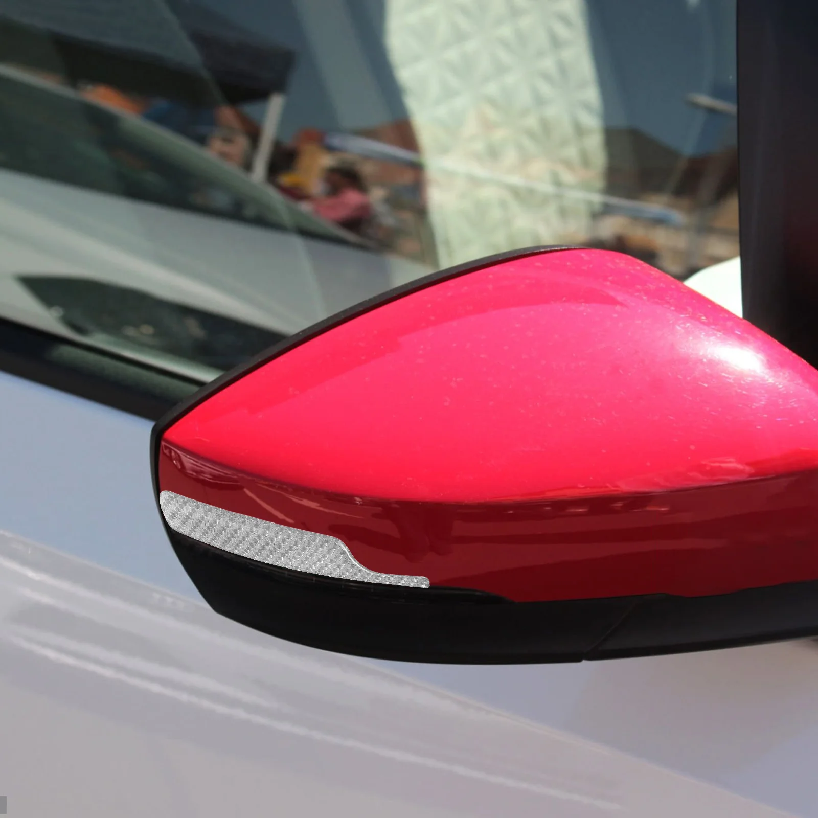 2 قطعة سيارة ألياف الكربون الرؤية الخلفية الشارات المضادة للتصادم قطاع مرآة معدات الحماية مقاومة للخدش تخفيض مقاومة الرياح