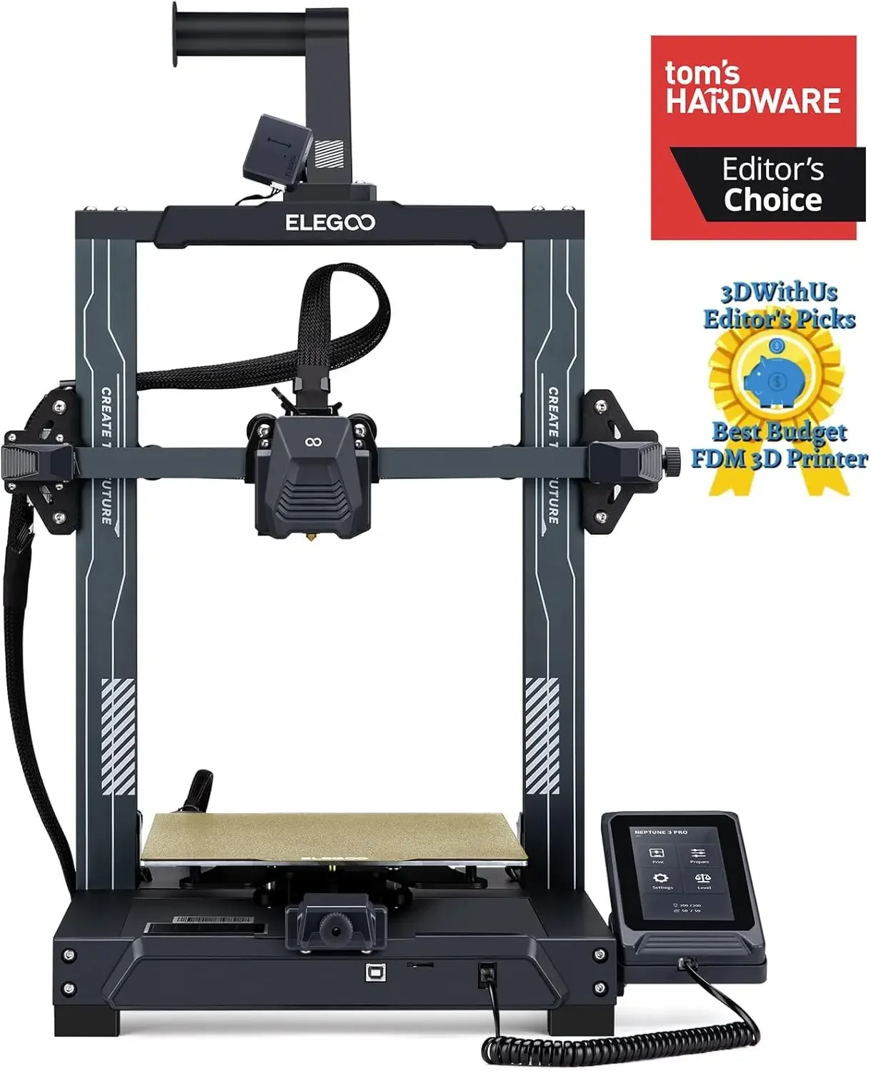 Neptune 3 Pro 3D Printer, Quick Assembly with Auto Leveling, Direct Drive Extruder, PEI Flexible Platform and Removable Touchscr