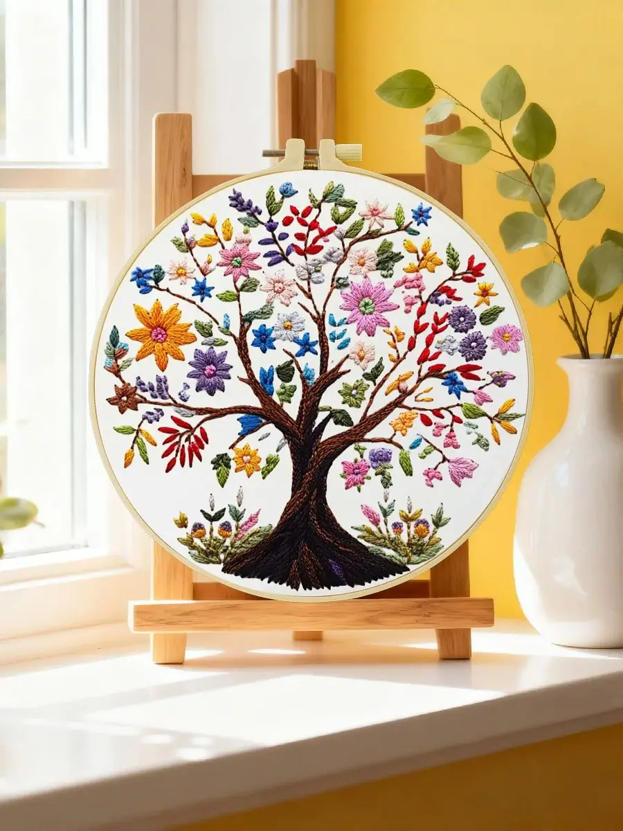 1 Stück 20X20CM/15X15CM 7,87/6,3 Zoll Baum des Lebens Stickerei-Starter-Kit DIY-Kit DIY-Stickerei-Set Handarbeiten Heimdekoration – Detail 6