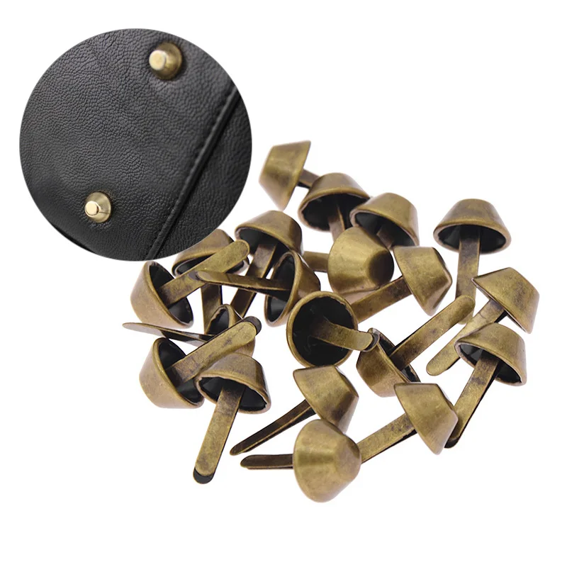 20pcs 12mm Gold Color Metal Rivet Bags Bottom Stud Foot Nail Decorative Two-legged Fork Nails Leather Crafts DIY Bag Accessories