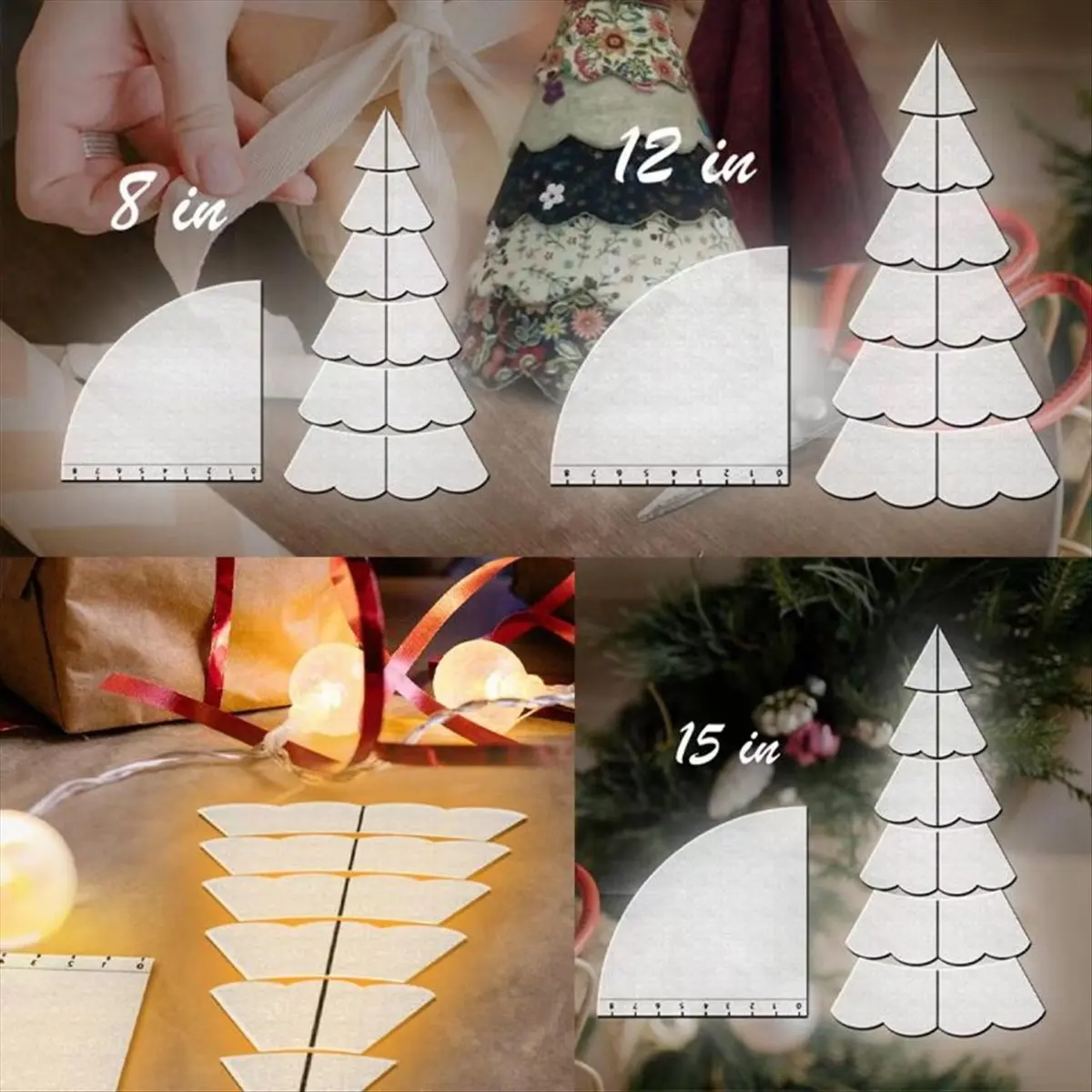 *ESTR Handmade Christmas Tree Quilting Template Set Multifunctional DIY Sewing Ruler Practical Sewing Pattern Tools 12Inch