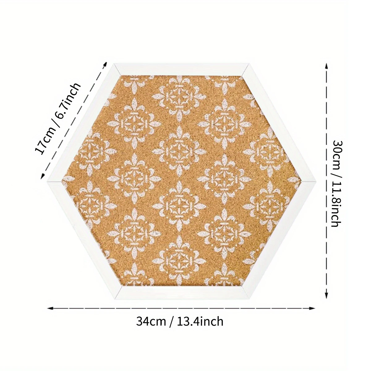 Hexagonal Cork Board 1Pack with Floral Print Wooden Frame Black White Optional Wall Decor Pin Board for Home Bedroom Office